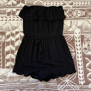 Black strapless romper